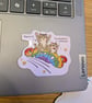 Funny Chaos Cat Sticker, Overstimulated Caffeinated Tabby Decal, Relatable  - Image 5