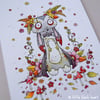 zombie vampire halloween bunny - original illustration (A6)