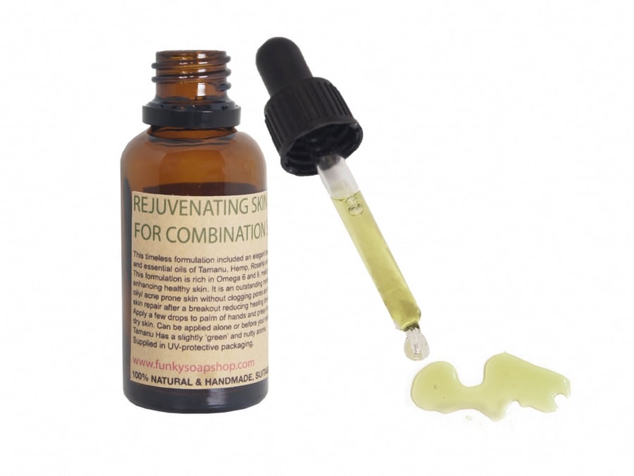 Rejuvenating Face Oil For Combination Skin, 100% Pure Tamanu & Hemp Oil, 30ml