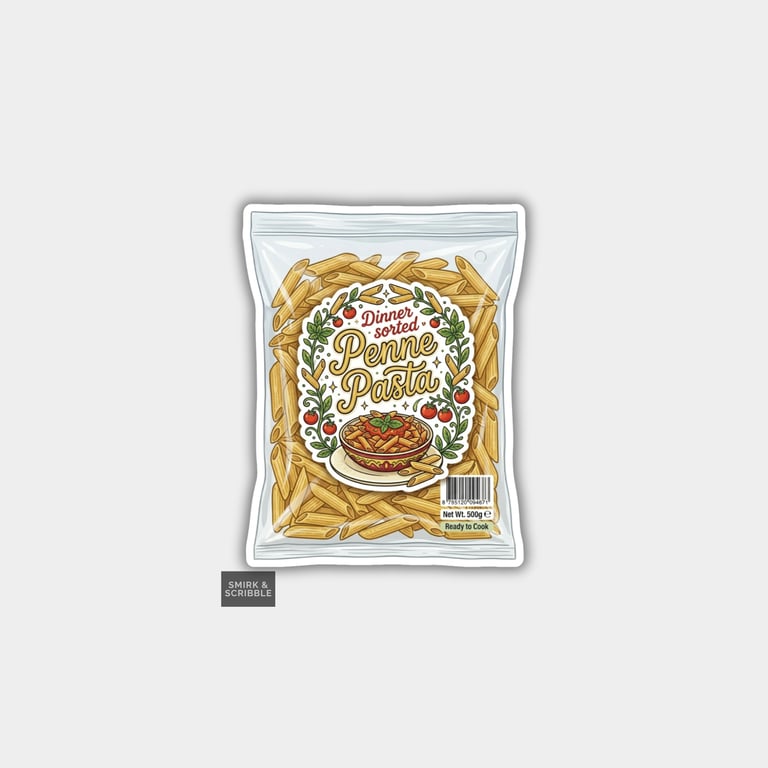 Grocery Food Vinyl Sticker For Adults - Penne Pasta