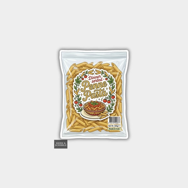 Grocery Food Vinyl Sticker For Adults - Penne Pasta
