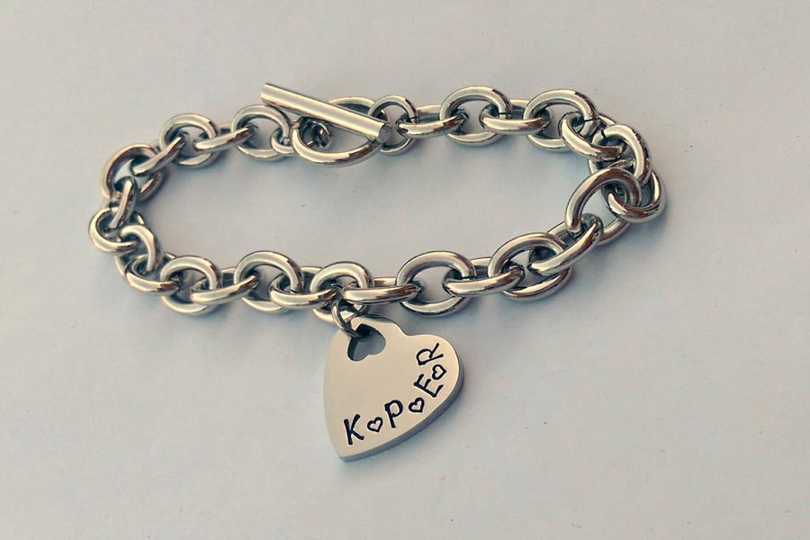 Heart charm bracelet - silver