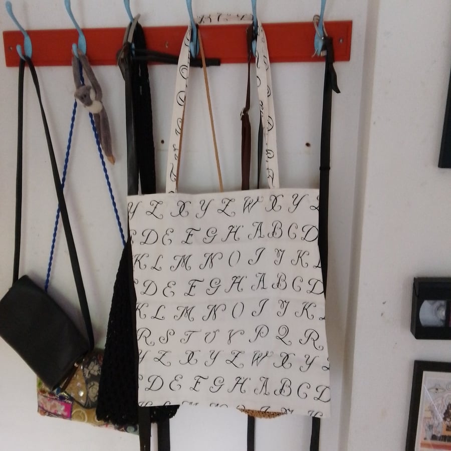 Tote bag handmade in alphabet pattern fabric