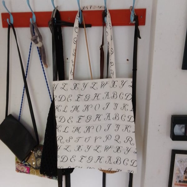 Tote bag handmade in alphabet pattern fabric