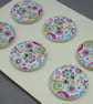 6 Medium Small Painted Round Wooden Craft Buttons - Image 4