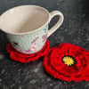 Poppy  crochet coffee coasters