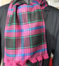 Tartan scarf, pinky purple, blue green,very dark brown, crochet edge - Image 3