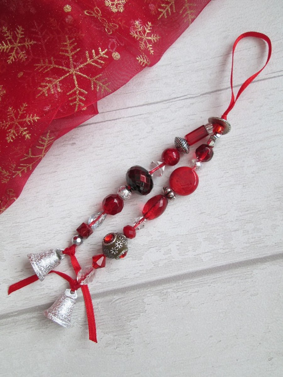 SOLD - Beaded Christmas Tree Decoration