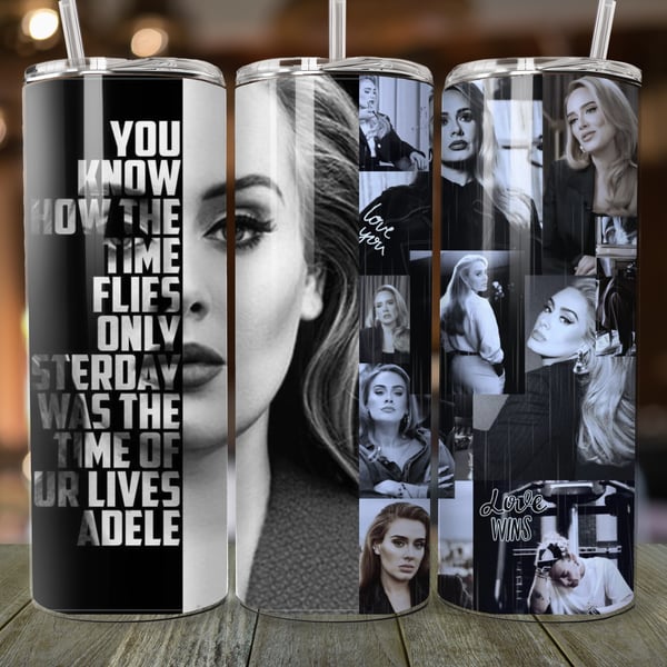 Custom Adele Stainless Steel Tumbler 20 oz with straw