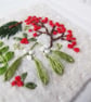 HAND EMBROIDERED CHRISTMAS CARD WINTER FOLIAGE - Image 2