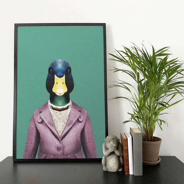 Duck in clothes print in blue or green (Animalyser)