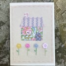 HAND EMBROIDERED GREETINGS CARD - Pastel Cottage