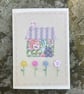 HAND EMBROIDERED GREETINGS CARD - Pastel Cottage - Image 1