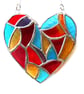 Seaside Beach Sunset Patchwork Heart Suncatcher Stained Glass Handmade 
