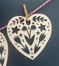 Floral Heart Papercut Garland (White) - Image 2