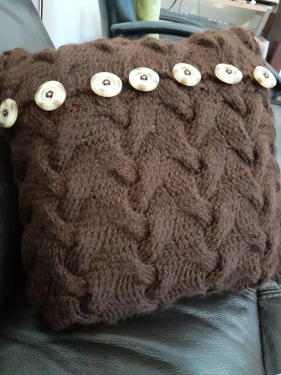 Hand Knitted Cable Cushion
