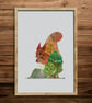 Red Squirrel aka The Shouty Treeclimber, Scotland's Big 5, A4 art print - Image 5