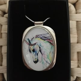 Large White Unicorn Pendant 