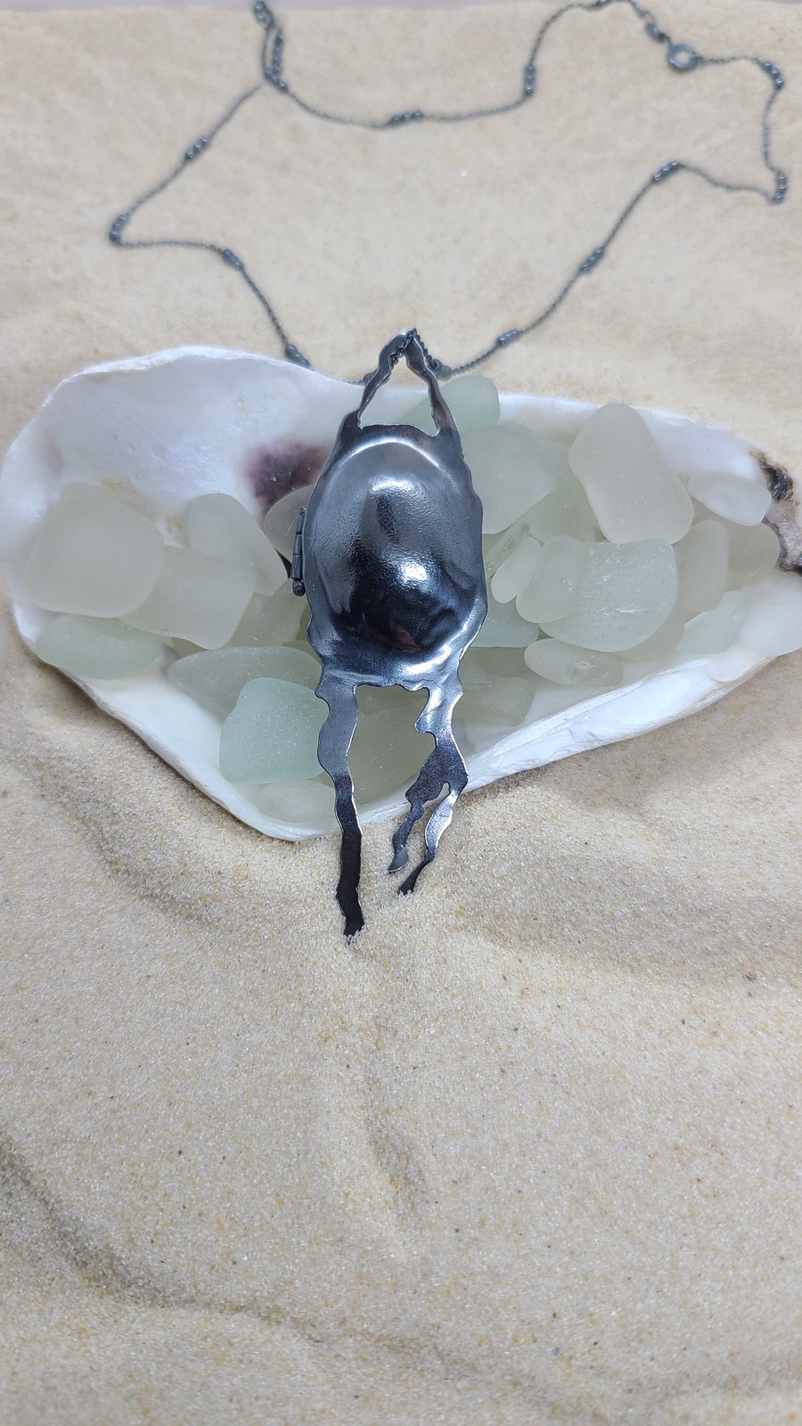 Mermaid's purse locket, skate case, eco, recycled silver L1