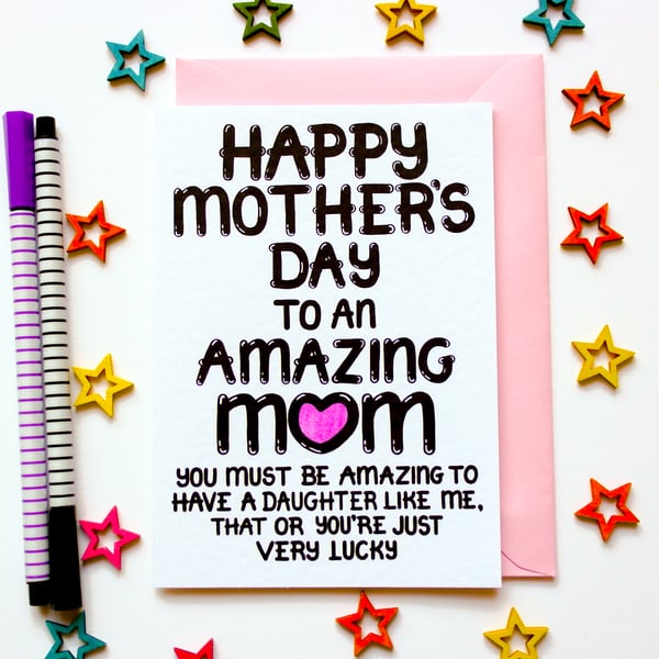 Funny Mother's Day Card For Mum, Mam, Mom From Adult, Teenage Daughter