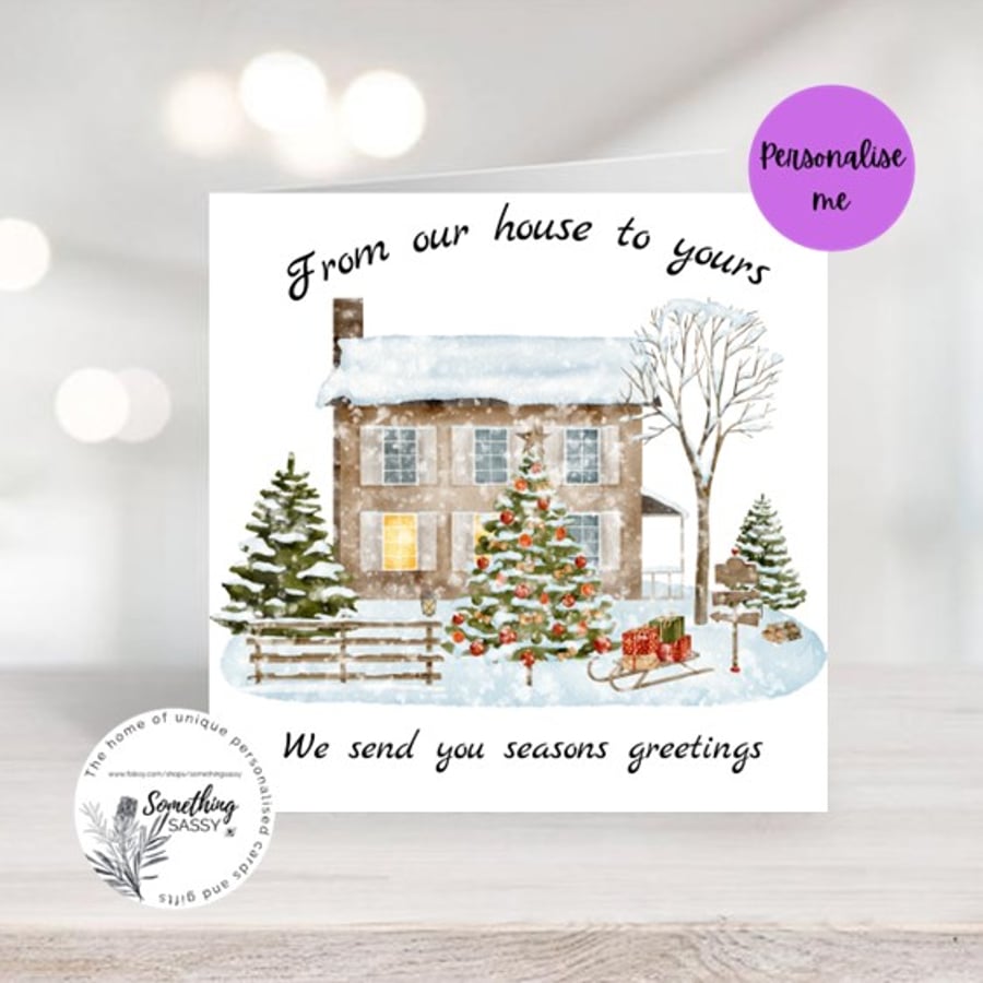 Personalised From our House to Yours Christmas Card 