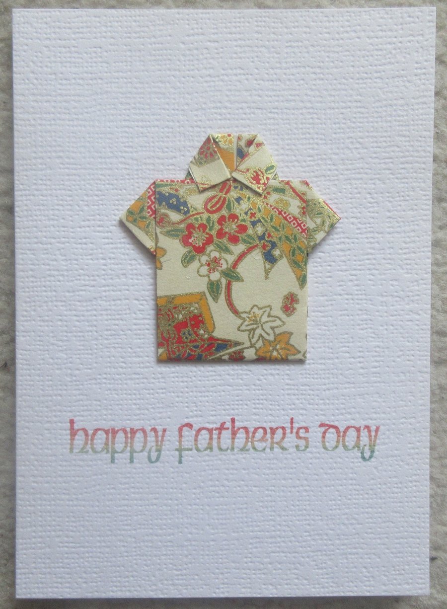 Father's Day Greeting Card - Handmade origami shirt using Japanese paper