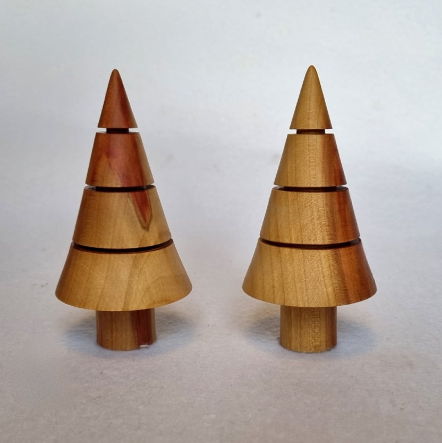 Pair of turned Christmas trees