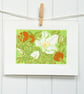Rosa Rugosa - Original Linocut Reduction Print - Image 3