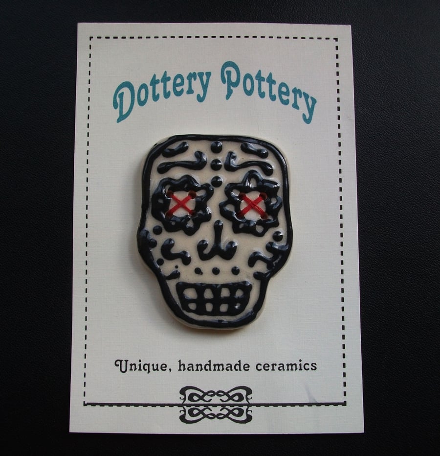 Large Day of the Dead ceramic button