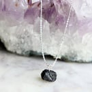 Raw Black Tourmaline Crystal Necklace, Sterling Silver Ethical Crystal Necklace