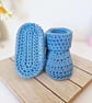 Sky Blue Crochet Baby Booties – Handmade Newborn Gift - CLEARANCE  - Image 7