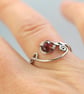 Garnet Twist Ring - Viking Style Rustic Jewellery. Silver with Deep Red Gem - Image 6