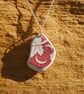 Sea pottery pendant with moons and leaf - Image 1