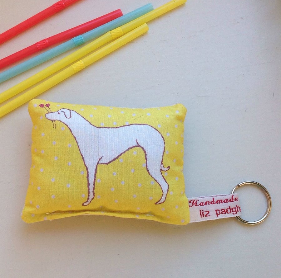   Dog Lavender Bag Yellow Keyring 