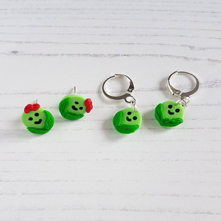 Christmas Brussel Sprout earrings CHOOSE YOUR STYLE