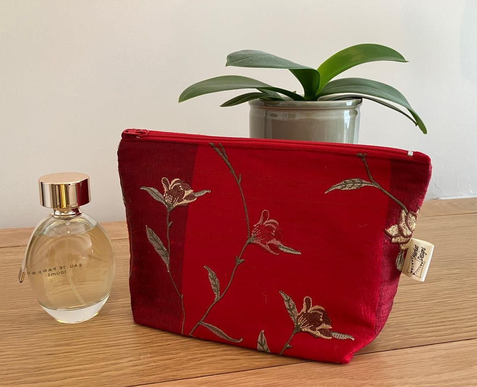 Luxury Red Makeup Bag, Handmade in the UK