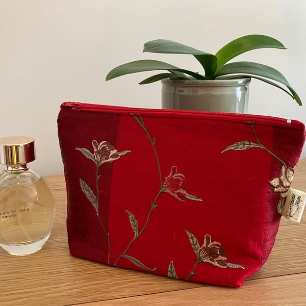 Luxury Red Makeup Bag, Handmade in the UK