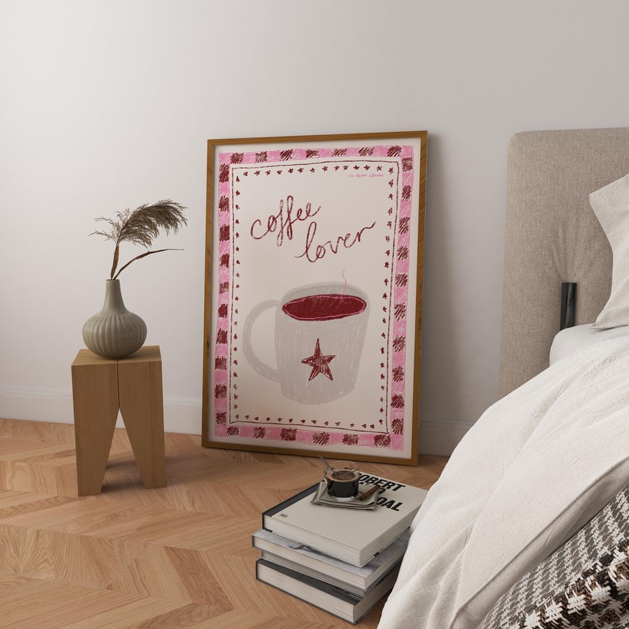 Coffee Lover Art Print Poster, Drink Poster,Retro Poster, Drink Illustration Pos