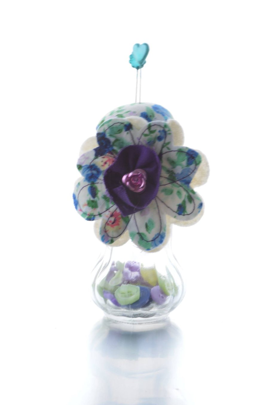 3D Flower pin cushion storage jar, pincushion