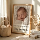 Personalised Baby Photo Print - Newborn Birth Stats - Nursery Wall Art Gift