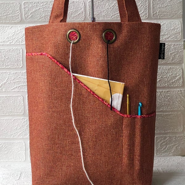 Knitting project bag , rust seconds Sunday 