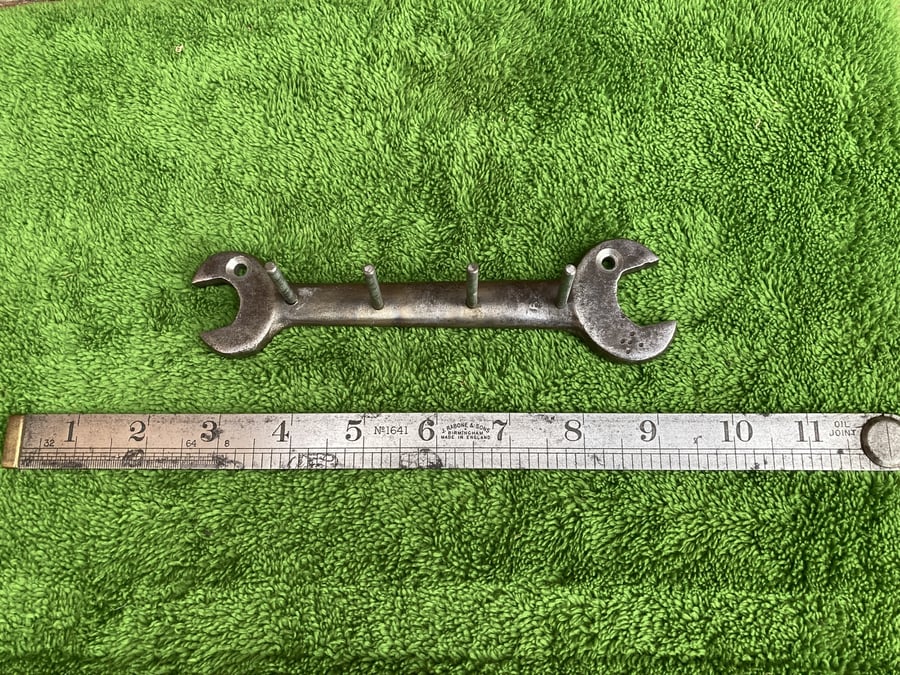 Key Rack, 4 Hooks, Upcycled Vintage Spanner