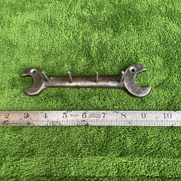 Key Rack, 4 Hooks, Upcycled Vintage Spanner