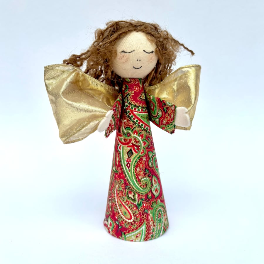 Boho Christmas tree topper angel. Handmade fairy for Christmas tree. 