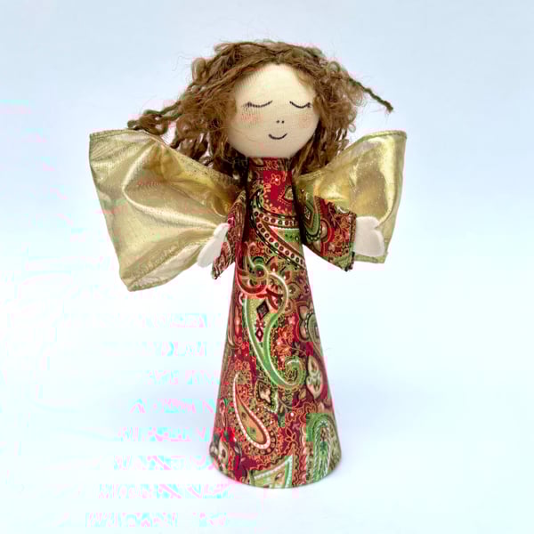 Boho Christmas tree topper angel. Handmade fairy for Christmas tree. 