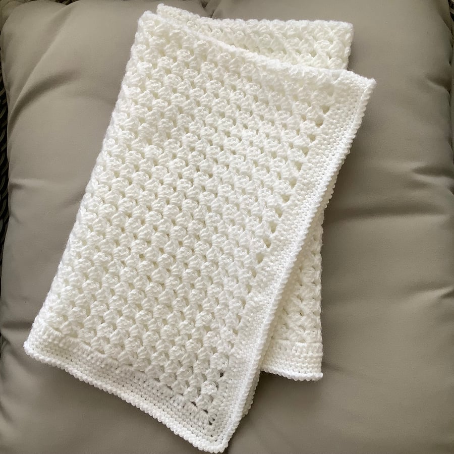 Crochet Baby Blanket in White