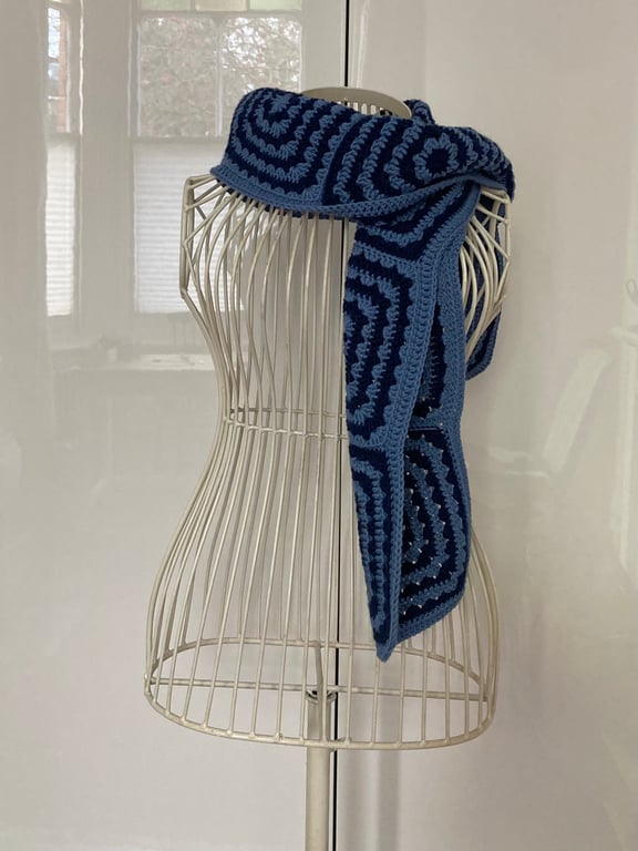 Crochet scarf made from cotton merino yarn
