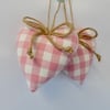 CLEARANCE Pair hanging hearts Laura Ashley pink check