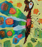 Abstract Butterfly Painting Surreal Insect Entomological Artwork 10 x 12" Canvas - Image 4