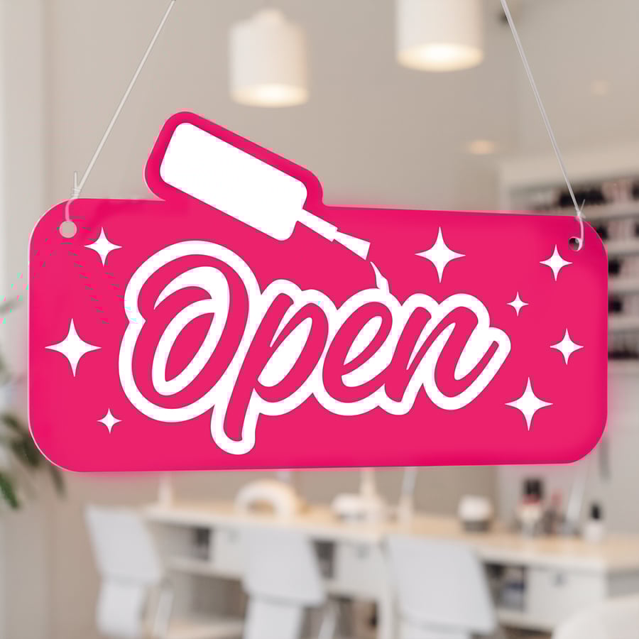 Nail Technician Open & Closed Sign –  Nail Polish Bottle Design: Hanging Sign